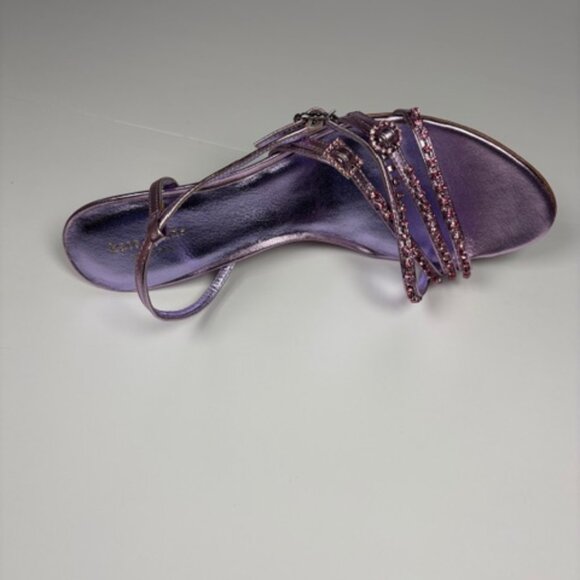 Kate Spade Makenna Crystal Sandals New Size 10M Metallic Pink Purple Leather - Picture 5 of 15